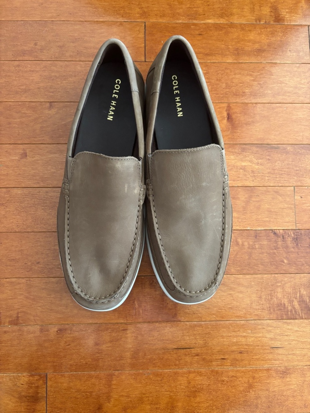 Cole Haan Men's Taupe Slip-On Leather Loafers